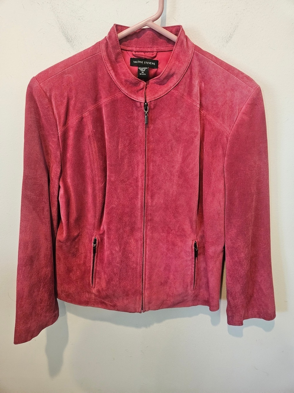 Valerie Stevens Vintage 90s Suede Zip-Up Jacket in A Pinkish Hue